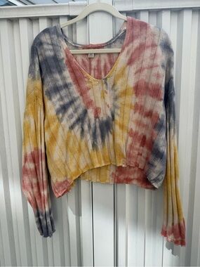 American Eagle Tie Dye Ribbed Cropped Sweater Medium